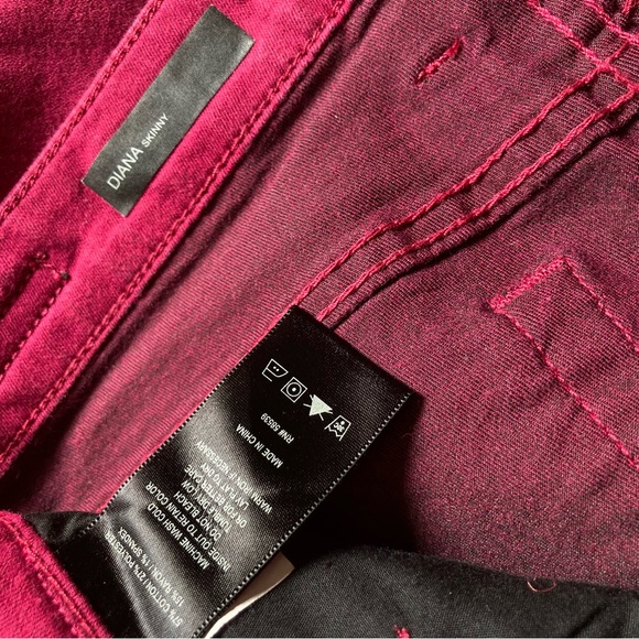 Kut From the Cloth Diana Skinny Burgundy Stretch Jeans Distressed Hem Size 6 - Picture 8 of 16